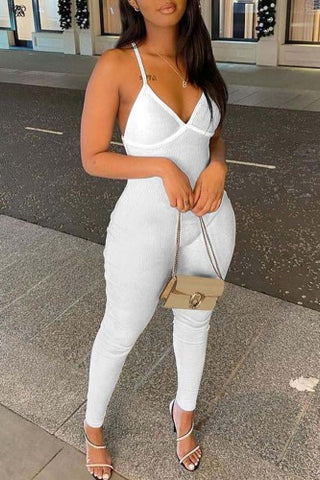 Ribbed backless Jumpsuit
