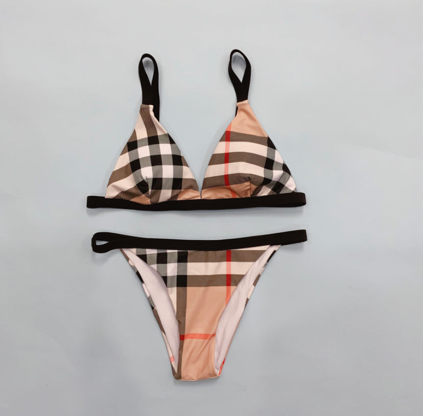 Burberry Check Print Triangle Bikini
