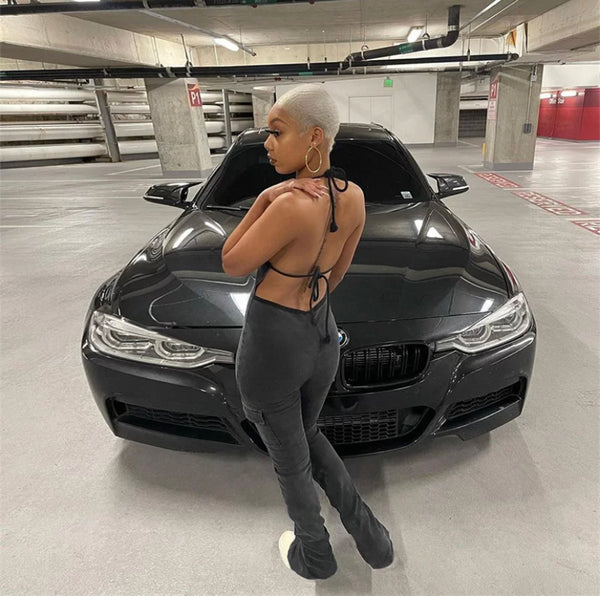 Denim body-con jumpsuit